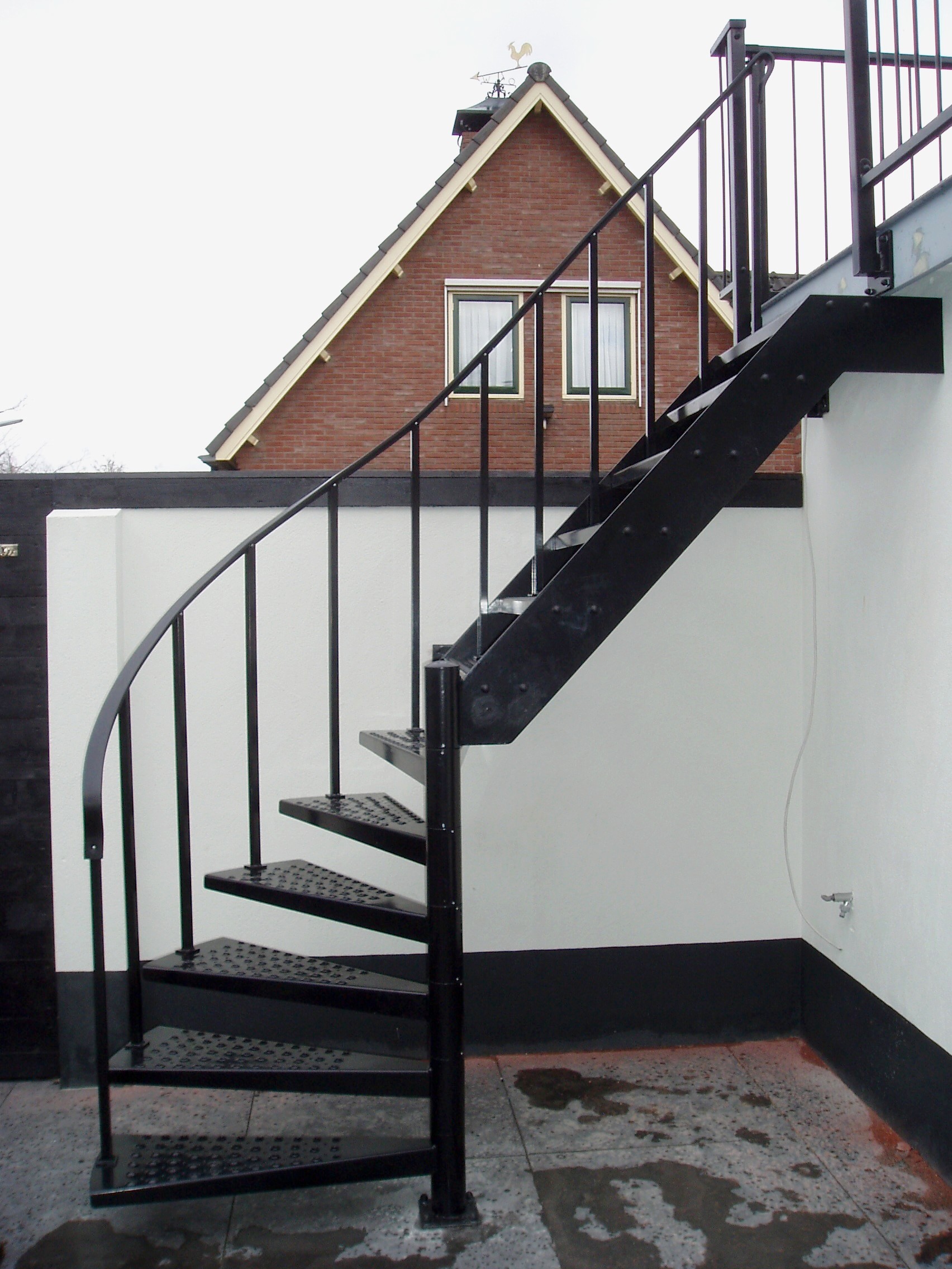 Kwartslagtrappen als buitentrap